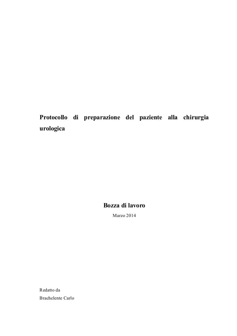 preparazione per intervento alla prostata